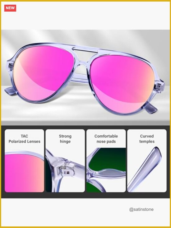 Polarized Aviator Sunglasses Sporty Style Tangle Free Frame Vintage Trendy